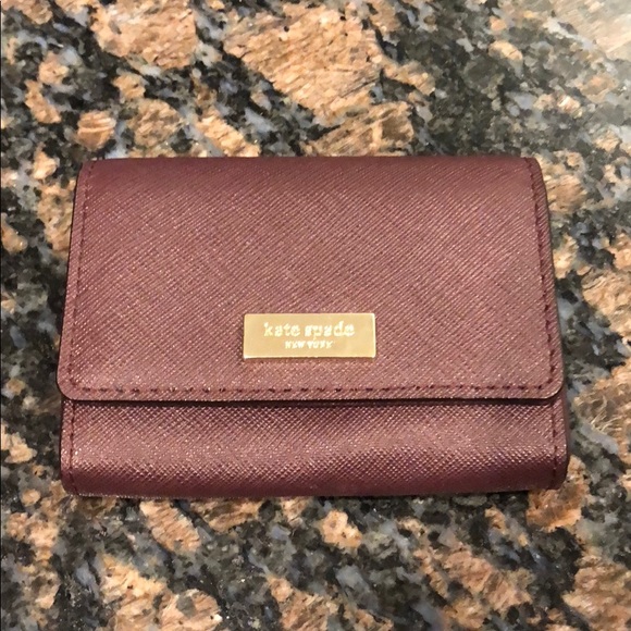 Kate Spade Burgundy Maroon Business Card Holder - Picture 1 of 5